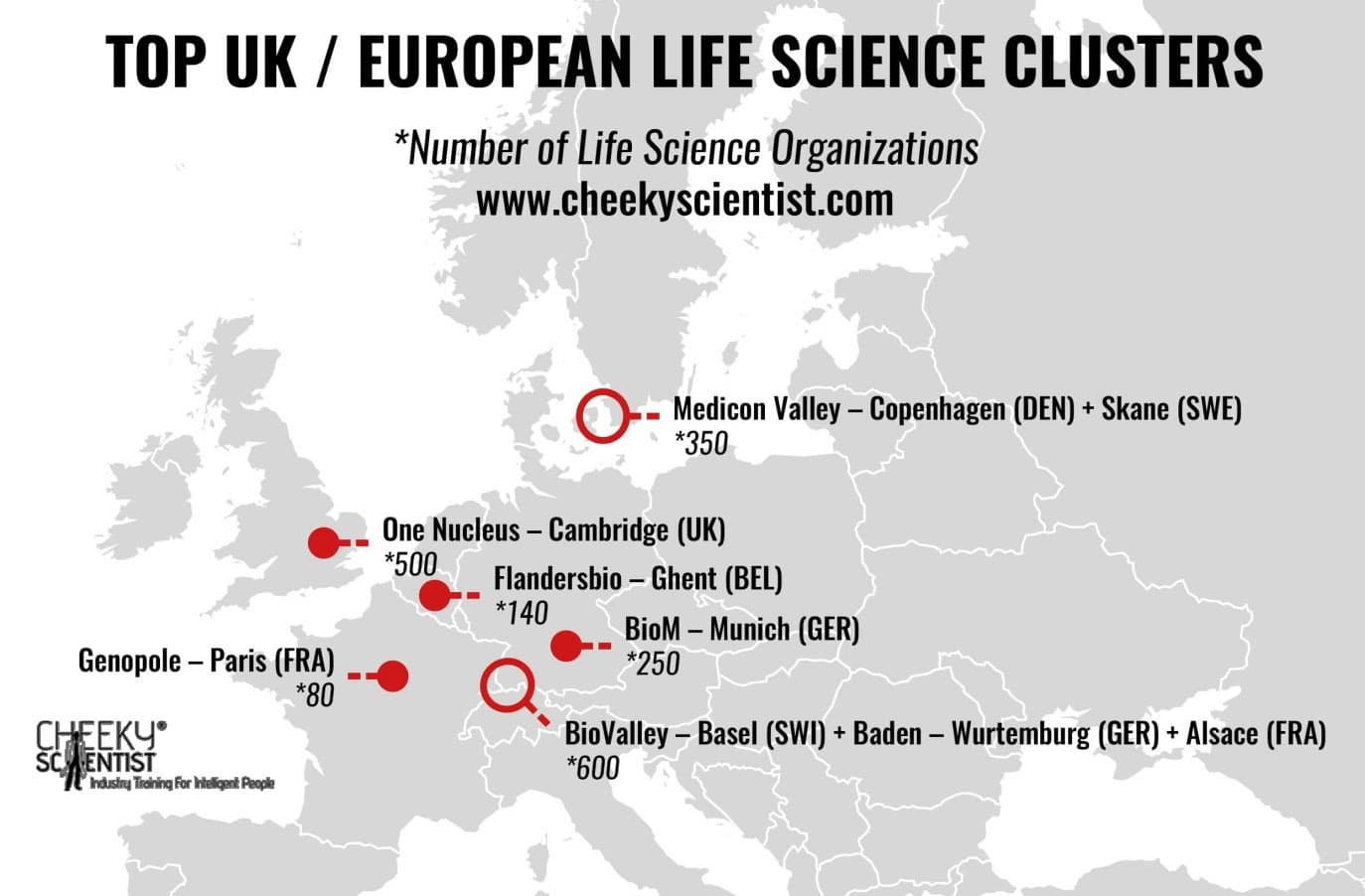 Map of European Life Science clusters