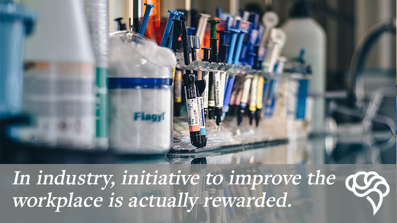 Research scientists that take initiative to make improvements are rewarded